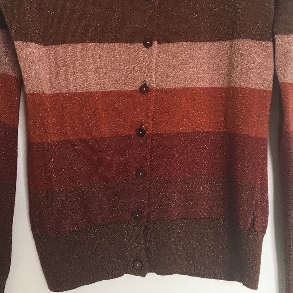 New York & Company Metallic Multi Color Cardigan Color Block Long Sleeve Stretch - Picture 5 of 8